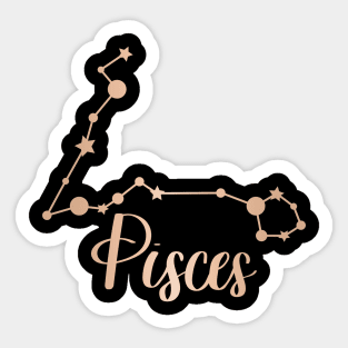 Pisces Zodiac Constellation in Rose Gold - Black Sticker